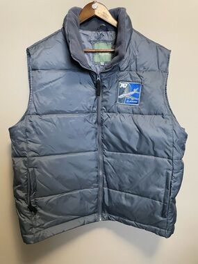 Boeing 747 Tera Gear Vintage 90s Down & Feather Filled Grey Puffer Vest Men’s XL